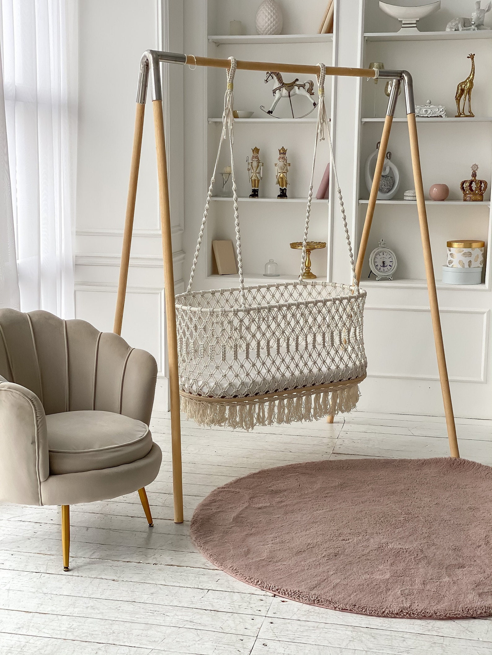 Macrame bed hanging Macrame baby swing hammock Baby swing Etsy