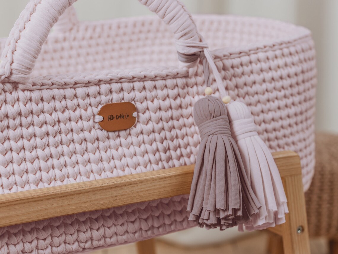 Pink moses basket Baby girl moses basket newborn baby Etsy