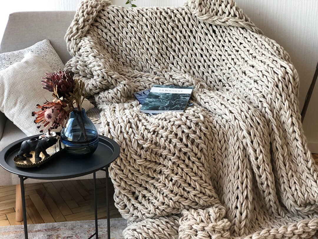 Giant Chunky Knit Blanket Comfy Blanket Weighted Blanket Etsy