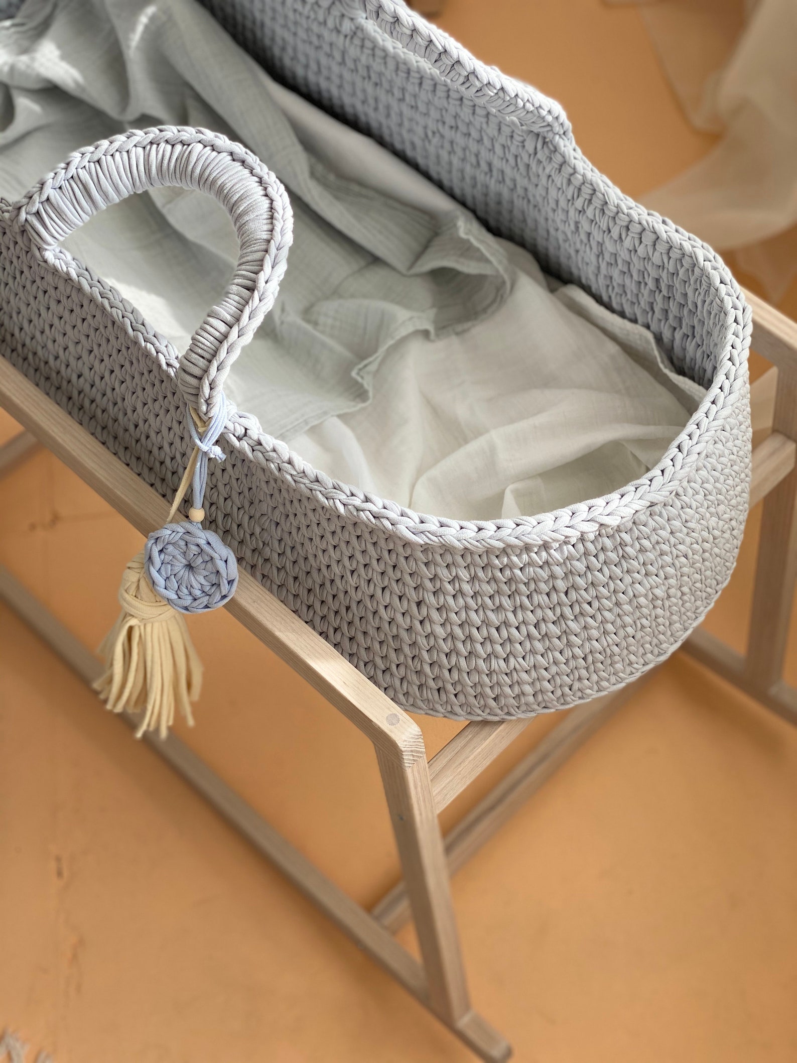 Moses basket Baby moses Crochet moses basket baby Etsy