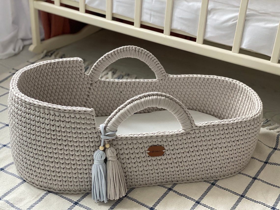 Grey moses basket hooded baby bed moses bed baby Etsy