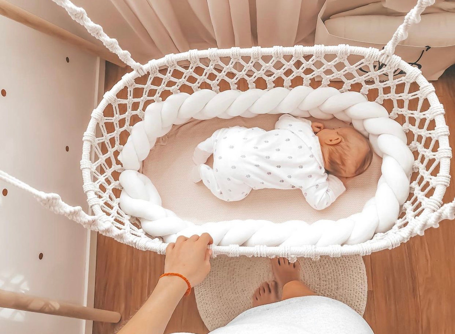Macrame bed hanging Macrame baby swing hammock Baby swing Etsy