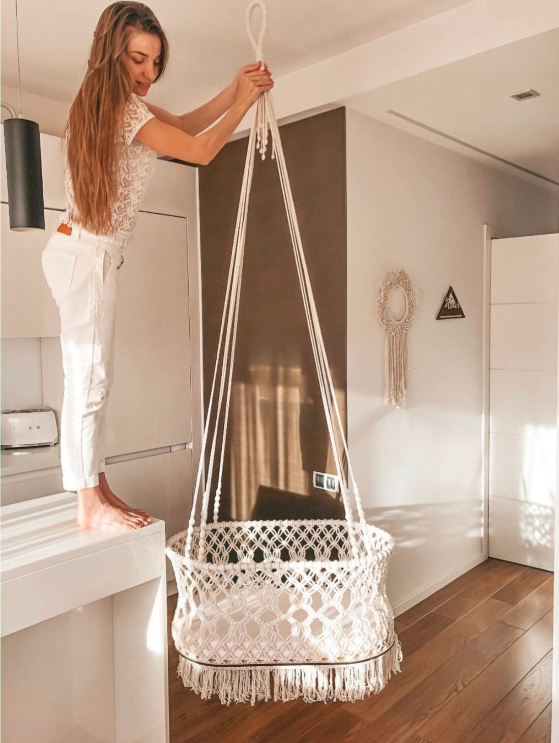 Macrame swing bed for baby Macrame baby swing handmade Etsy