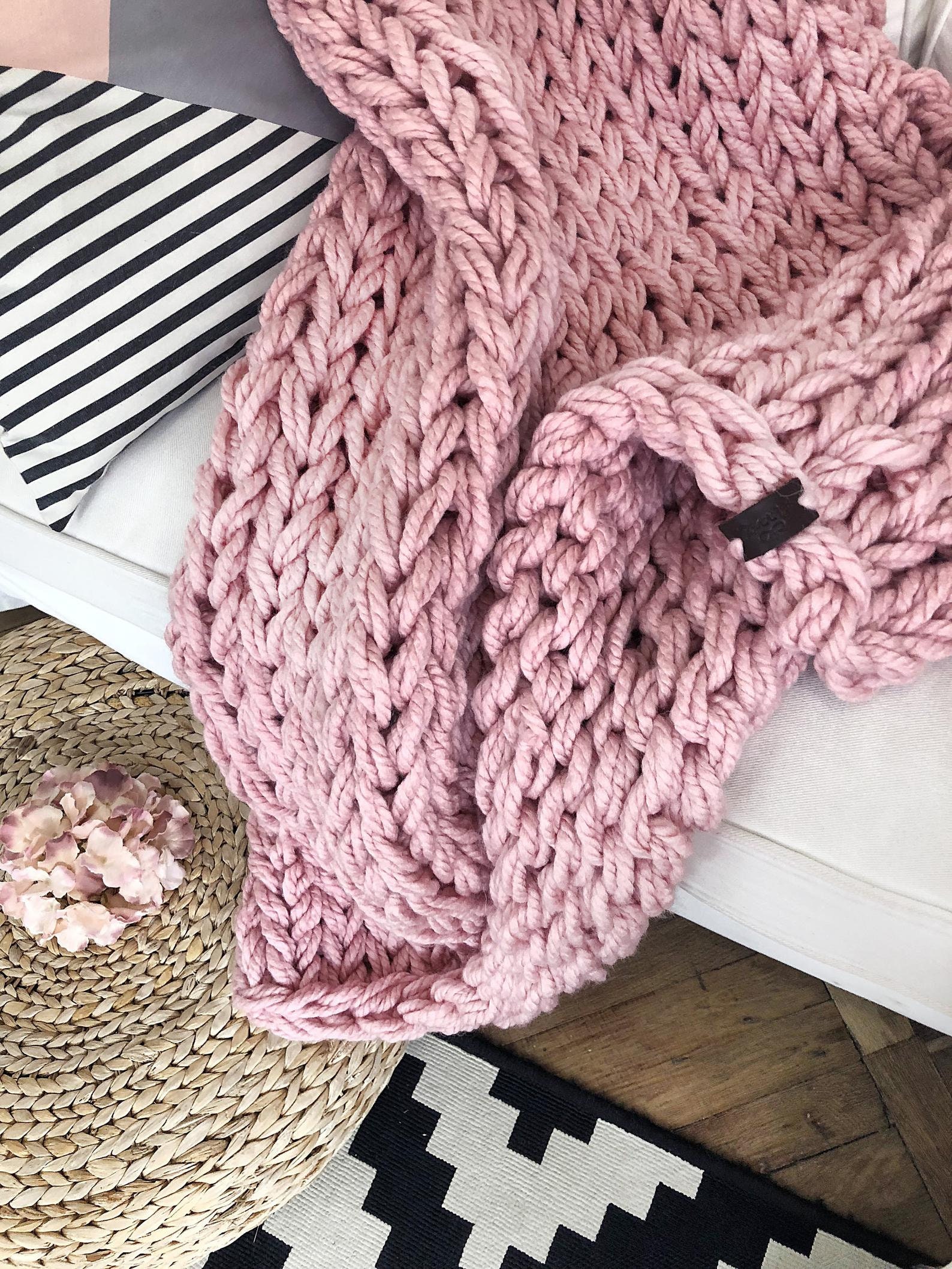 Comfy blanket chunky knit Merino blanket Weighted blanket Etsy