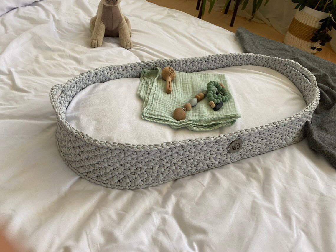 Baby changing basket grey change basket neutral Diaper Etsy