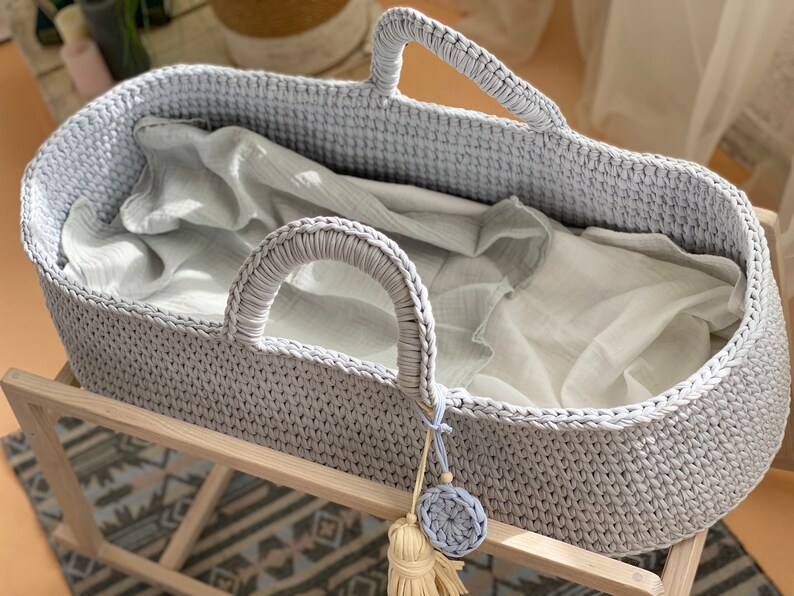 Moses basket Baby moses Crochet moses basket baby Etsy