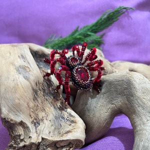 Red Spider Brooch/Pin, Halloween Spider Brooch/Pin, Red Spider Beaded Brooch/Pin