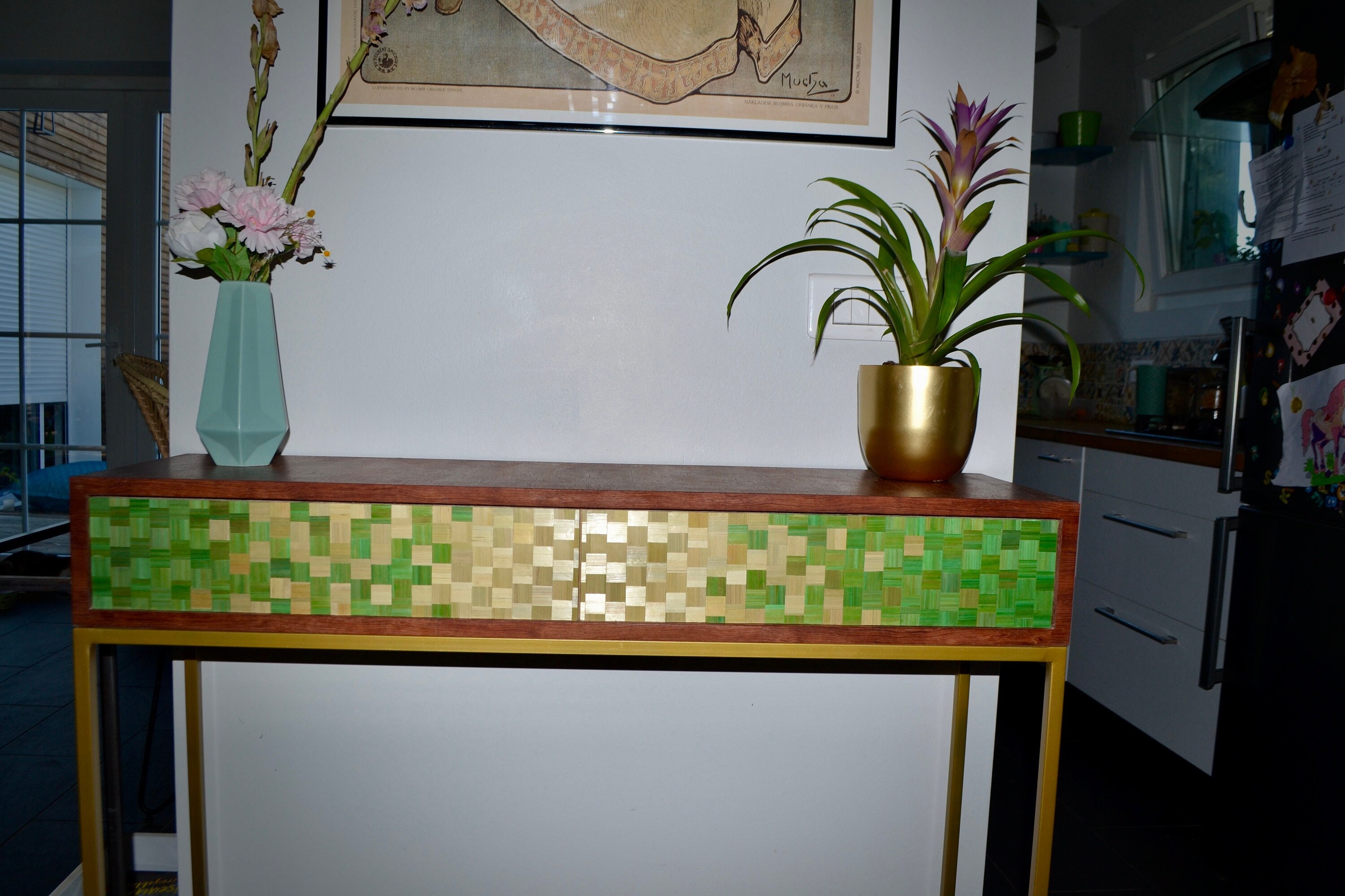 Console June Marqueterie de Paille