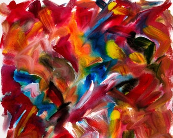 Acrylics - canvas board - RedBlueWhite - Acrylics 14"x18" 2005