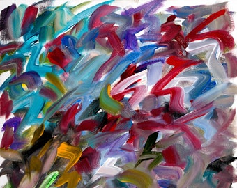 Acrylics - canvas board - BlueMauveAlizarin - Acrylics 14"x"18" 2005