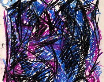 Pastels - on paper - BlackBlueMagenta - Pastels and Charcoal on Paper 11"x12" 2001