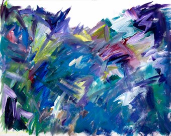 Acrylics - canvas board - BluePurpleGreen - Acrylics 14"x18" 2005