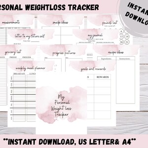 Weight Loss tracker printable, workout planner, water tracker, Meal plan printable, Weight Lose Journal, Weight Loss chart, Weekly Log