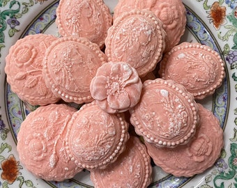 Large Vintage Victorian Valentine Heart with Roses and Cameo Tea CakesAnniversary Mother’s Day sweets Cookies with gluten free option