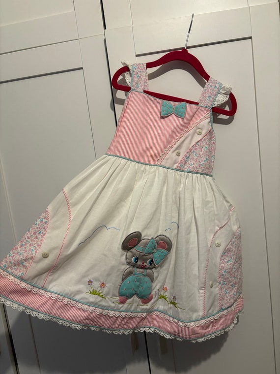 pretty originals vintage dress appliqué mouse occ… - image 7