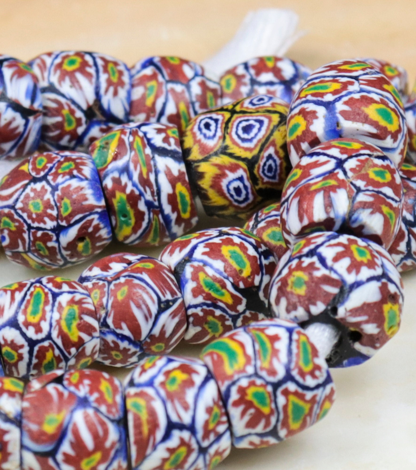 Matched Venetian millefiori trade beads
