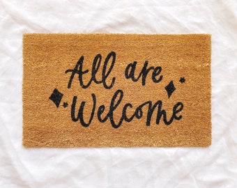 All Are Welcome Doormat | Handpainted Doormat | Coir Doormat