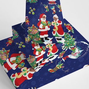 Black Santa Christmas Wrapping Paper Roll, African American Ethnic Santa, Black Gift Wrap, Ethnic Gift Wrap Luxury Wrapping Paper