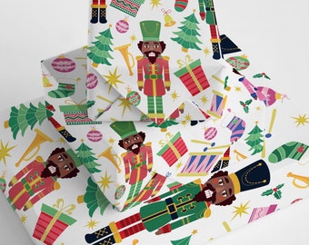 Nutcracker Ballet Gift Wrapping Paper, Melanin Afrocentric Holiday Wrap