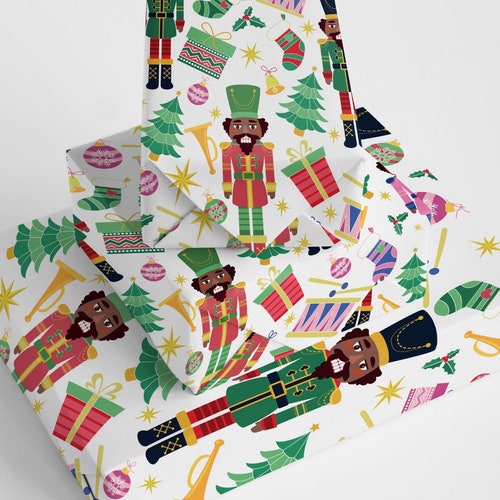 Black Nutcracker Luxury Christmas Wrapping Paper African Etsy