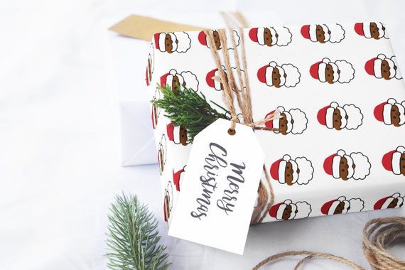Black Santa Wrapping Paper African American Santa Wrapping Paper Black  Santa Gift Wrap Afrocentric Gift Wrap, Ethnic Santa Gift Wrap 