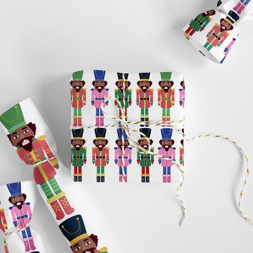 Black Nutcracker Luxury Christmas Wrapping Paper African Etsy