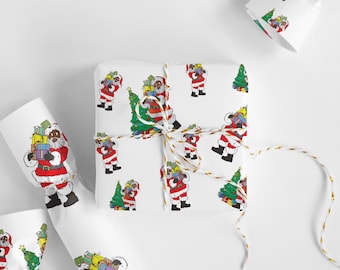 Black Santa Christmas Wrapping Paper Roll | Ethnic African American