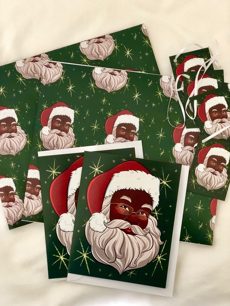 Black Santa Wrapping Paper African American Santa Wrapping | Etsy