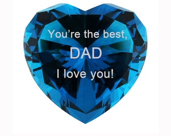 Father's Day Gift,Anniversary gift,personalized gift, Crystal Heart Diamond Shape Paperweight,Heart shape,Wedding gift,gift for dad
