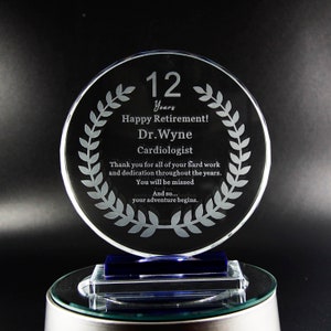 Personalized Employee Award,Unique gift for Manager, Custom Retirement Award with Engraving,Crystal Award,Plaque,Great job Award，plaquen,