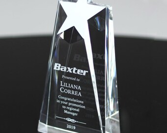 Corporate Gifts Custom Trophy Custom Awards Staff Award Award SETS Engraved Crystal SET OF 4 Personalized Engraved Glass Award