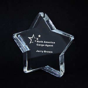 Premio Crystal Star personalizzato: Trofeo di riconoscimento aziendale, 5 pollici, fermacarte,