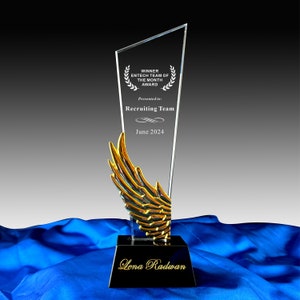 Personalized Crystal Wing Award: Unique Employee Recognition Trophy