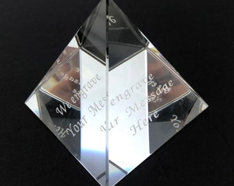 Personalised Engraved Glass Award, Corporate Trophy AwardSquare Pyramid Glass Art, Meditation Pyramid,Glass Trophy 6cm Pyramid