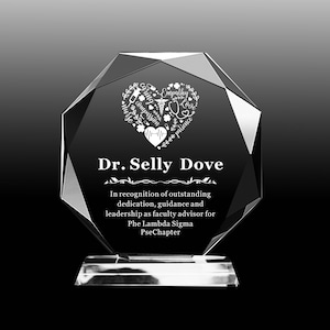 Personalized Crystal Employee Award, Retirement Appreciation ,Manager, with Laser Engraving,5 & 6 inches ,Gift for Dr ,Nurse ,Hospital,