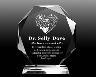 Personalized Crystal Employee Award, Retirement Appreciation ,Manager, with Laser Engraving,5 & 6 inches ,Gift for Dr ,Nurse ,Hospital,