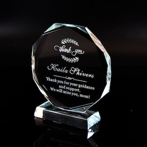 Personalized Crystal Employee Award,Retirement Appreciation, for Manager, Staff ,Retirement Award with Laser Engraving,5 inches ,Thank you image 5