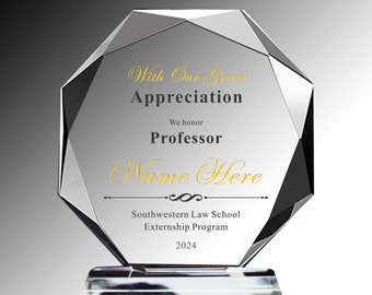 Personalized Crystal Award, Retirement Appreciation ,For Manager, Deep etching with color filling, Appreciation gifts,