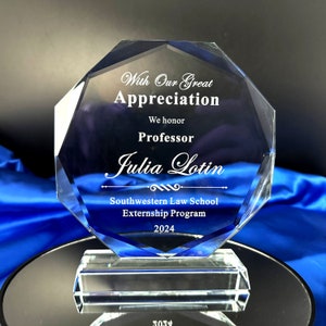Personalized Crystal Employee Award,Retirement Appreciation, for Manager, Staff ,Retirement Award with Laser Engraving,5 inches ,Thank you image 3
