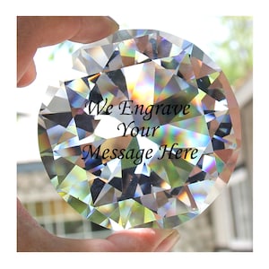 Personalized PaperWeight,Laser Engraved Glass Diamond, Anniversary Gifts,Gift for Mom ,Grandmother, image 1