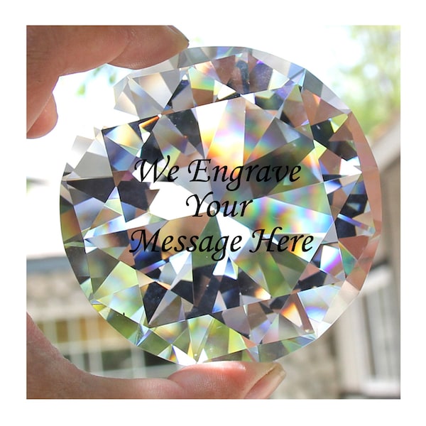 Personalized PaperWeight,Laser Engraved Glass Diamond, Anniversary Gifts,Gift for Mom ,Grandmother,