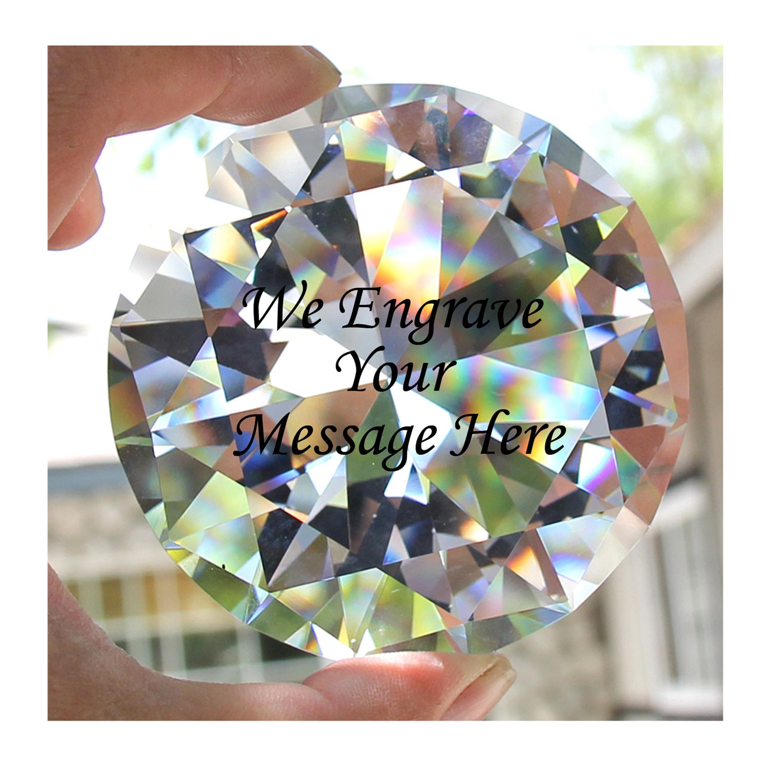 Personalized PaperWeightLaser Engraved Glass Diamond Etsy