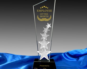 Personalized Crystal Award, Star Trophy, Unique Gift for Manager ,Staff, Excellence, Customization, Employee of month,Year