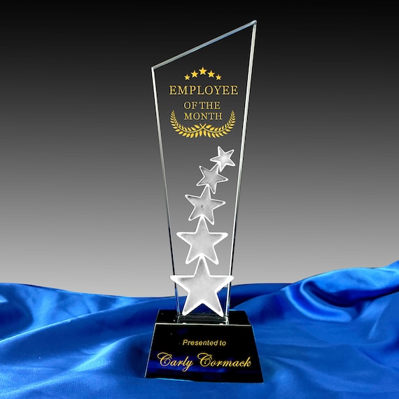 Ravanox 7 1/4" Diamond Cosmic Glass Rising Star Award, Custom Engraved Glass Award-557324