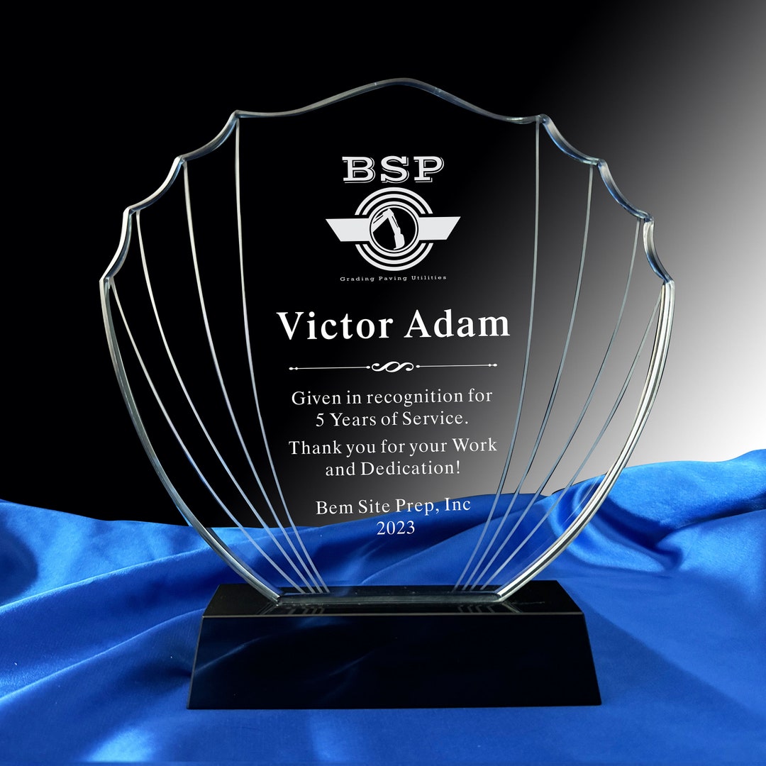 Personalized Crystal Award: Laser Engraved Shell Trophy, Retirement ...