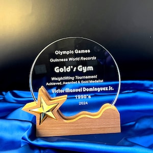 Engraved Crystal Retirement Award: Personalized Wood Base