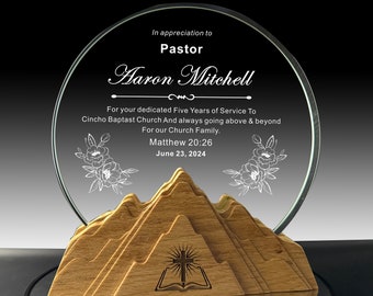 Personalized Crystal Award: Retirement, Pastor Appreciation, Custom Engraved