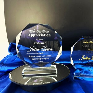 Personalized Crystal Employee Award,Retirement Appreciation, for Manager, Staff ,Retirement Award with Laser Engraving,5 inches ,Thank you image 4