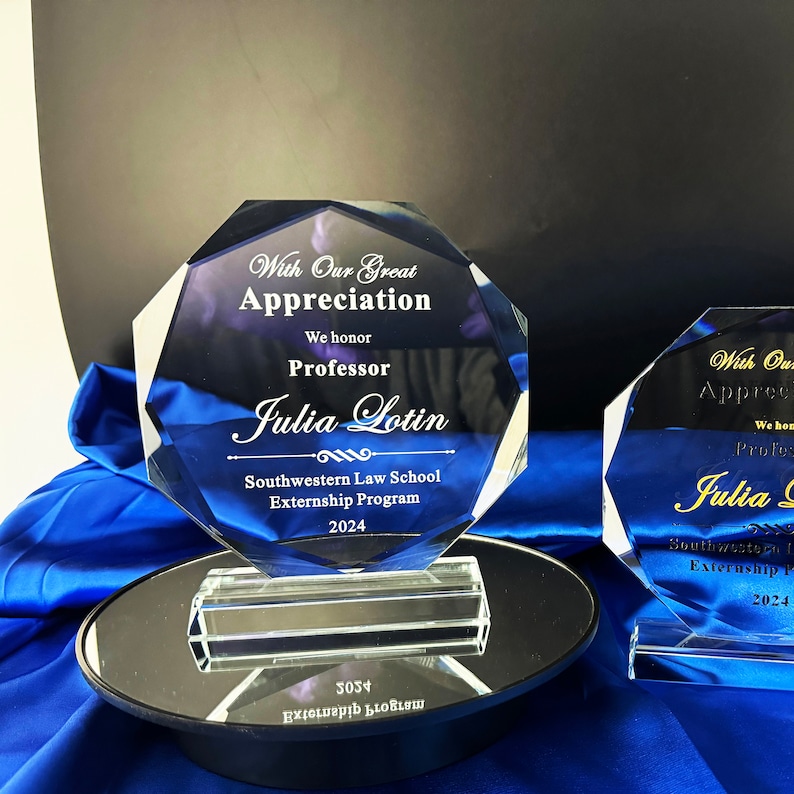 Personalized Crystal Employee Award,Retirement Appreciation, for Manager, Staff ,Retirement Award with Laser Engraving,5 inches ,Thank you image 4