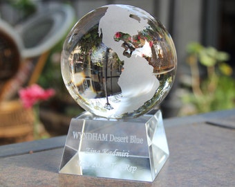 Personalised Glass Award,Crystal ball Award,Corporate Trophy Award,Square Globe, Glass Art, Glass Trophy 8cm tellurion,Crystal Award,globe